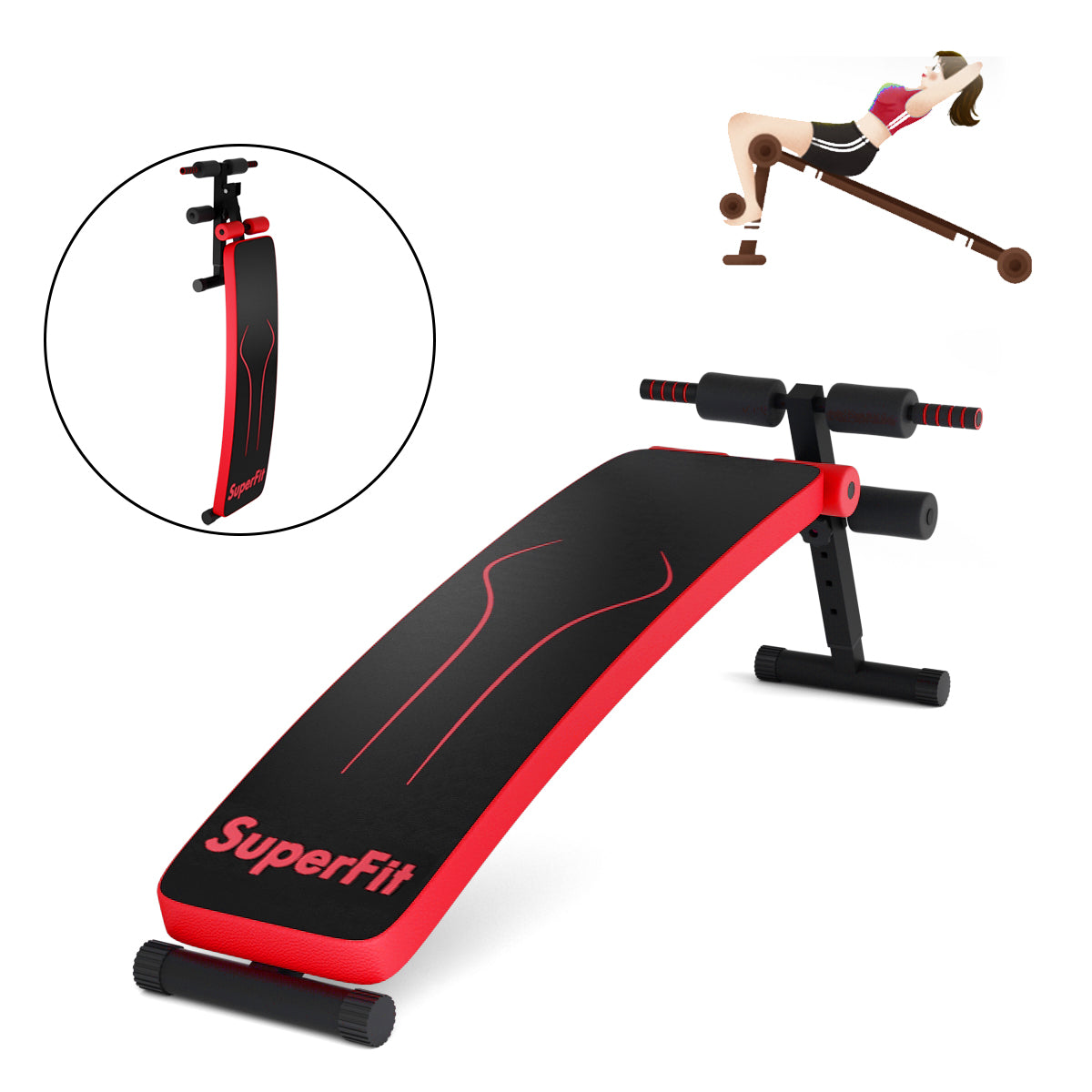Livsk costway verstelbare gewicht bank opvouwbare workout bank voor het hele lichaam fitness krachttraining bank schuine bank sit upbank rood