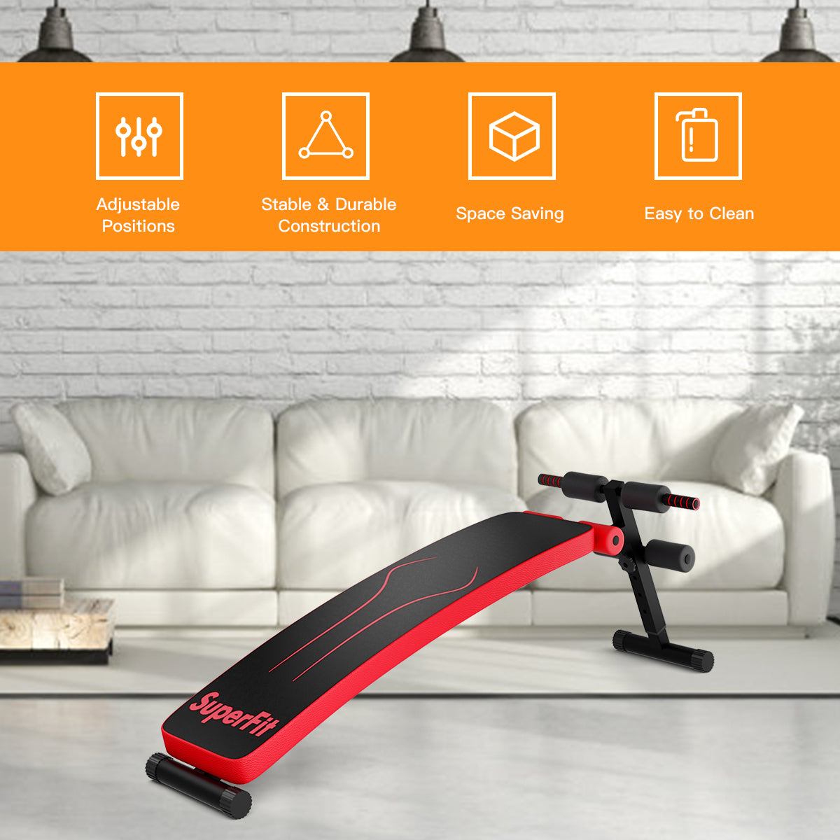 Livsk costway verstelbare gewicht bank opvouwbare workout bank voor het hele lichaam fitness krachttraining bank schuine bank sit upbank rood 6