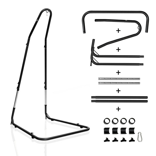 LIVSK Hangmatstoelstandaard - Verstelbaar in 9 Hoogtes - Sterk Staal met Antislip - Tot 150 kg - Voor Binnen en Buiten - Zwart