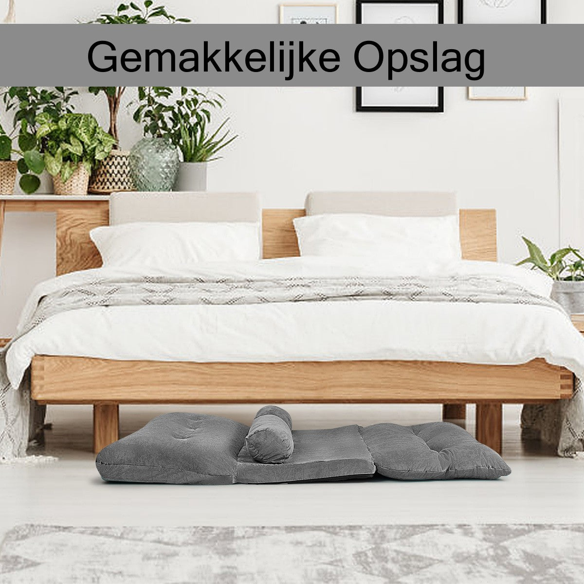 LIVSK Multifunctionele Vloersofa - 6-voudig Verstelbaar - Hoogwaardig Metalen Frame - Tot 150 kg - Opvouwbaar - Grijs