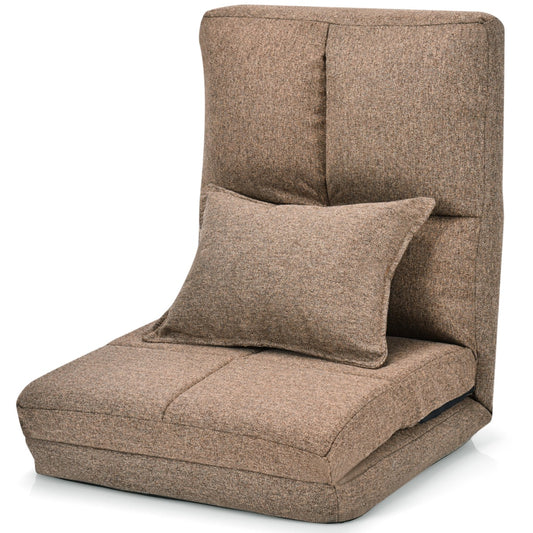 LIVSK Verstelbare Relaxfauteuil - Opvouwbaar - Ergonomisch - Verdikt Kussen - Voor Lezen en Gamen - Koffie