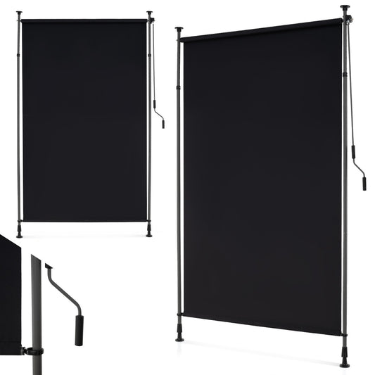 LIVSK Verticaal Uittrekbaar Zonnescherm - UV-bestendig Polyester - In Hoogte Verstelbaar - Antislip Pads - 150 x 220–310 cm -