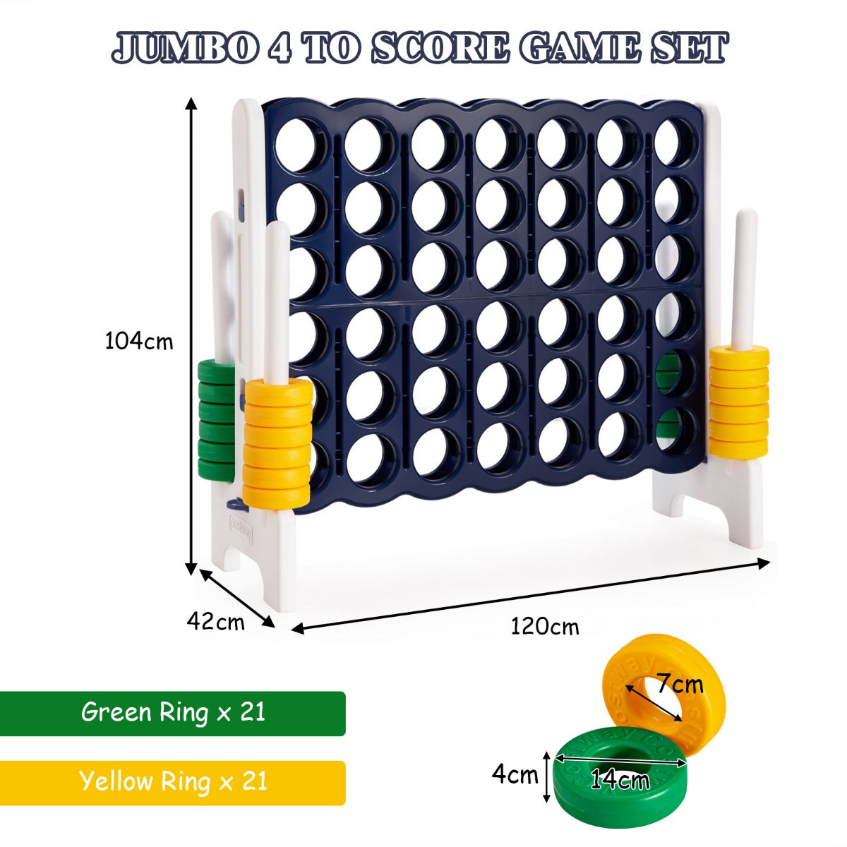 LIVSK 4-winnende spelset - Educatief en leuk voor het gezin - Duurzaam en veilig - Lichtgewicht - 120 x 42 x 104 cm - Groen
