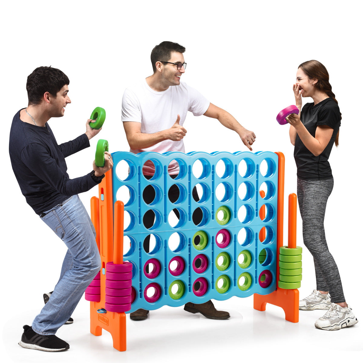 LIVSK Match 4-gameset - Duurzaam Spel voor Binnen en Buiten - Lichtgewicht - Eenvoudig op te zetten - 120 x 42 x 104 cm - Blauw &