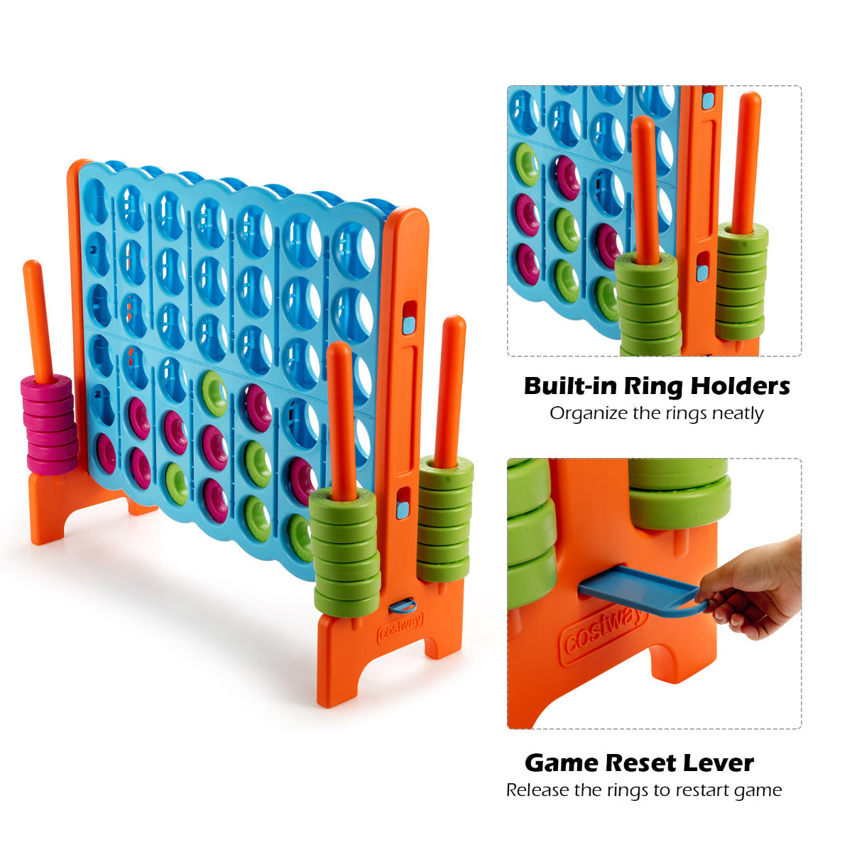 LIVSK Match 4-gameset - Duurzaam Spel voor Binnen en Buiten - Lichtgewicht - Eenvoudig op te zetten - 120 x 42 x 104 cm - Blauw &