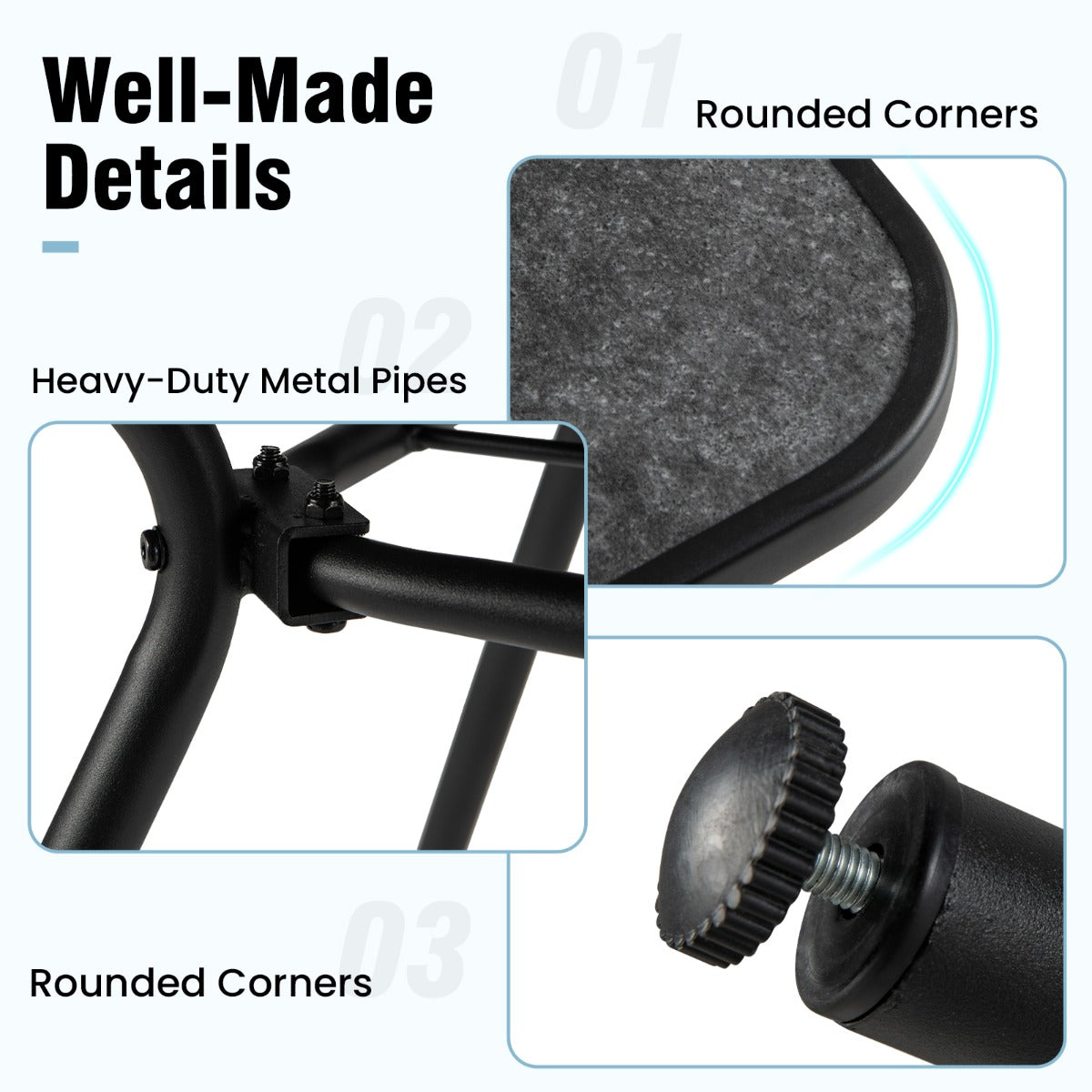 LIVSK Buitentafel - Slijtvast SPC Blad - Stevig Metalen Frame - Verstelbare Poten - Geschikt voor 4 Personen - Zwart + Grijs