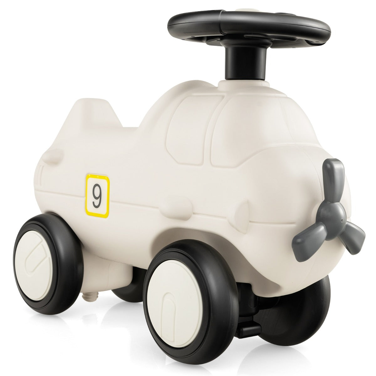 LIVSK Kinderloopauto Vliegtuig - Duurzaam HDPE - Veilig met Stille Wielen - Voor 18-72 maanden - Wit