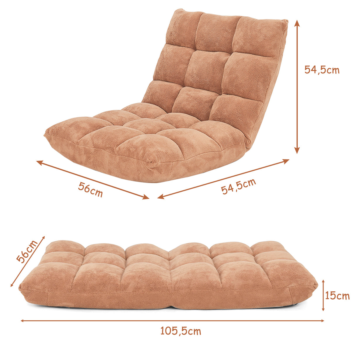 LIVSK Verstelbare Vloerstoel - 14 Standen - Opvouwbaar - Duurzaam Gelegeerd Staal - Ultiem Comfort - Beige