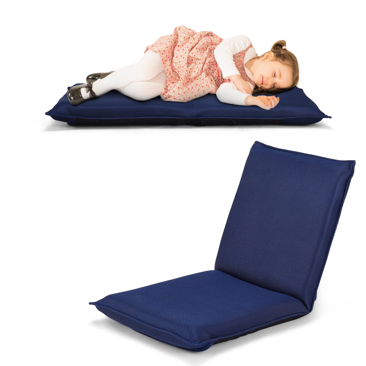 LIVSK Verstelbare Vloerstoel - Lichtgewicht met Sterk Metalen Frame - Ergonomisch voor Kinderen en Volwassenen - Marineblauw