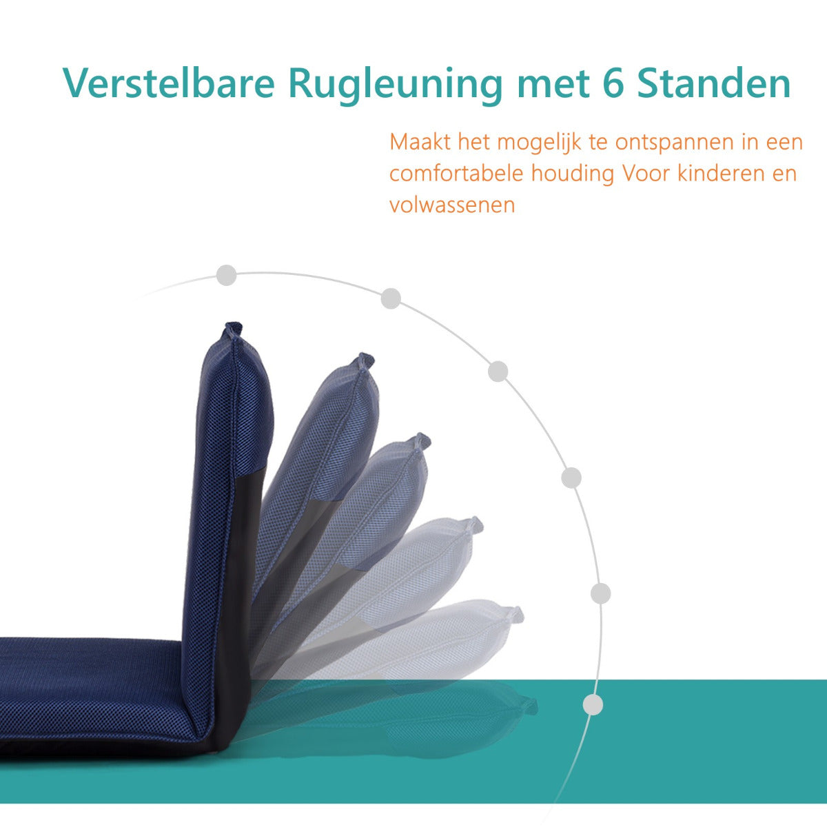 LIVSK Verstelbare Vloerstoel - Lichtgewicht met Sterk Metalen Frame - Ergonomisch voor Kinderen en Volwassenen - Marineblauw