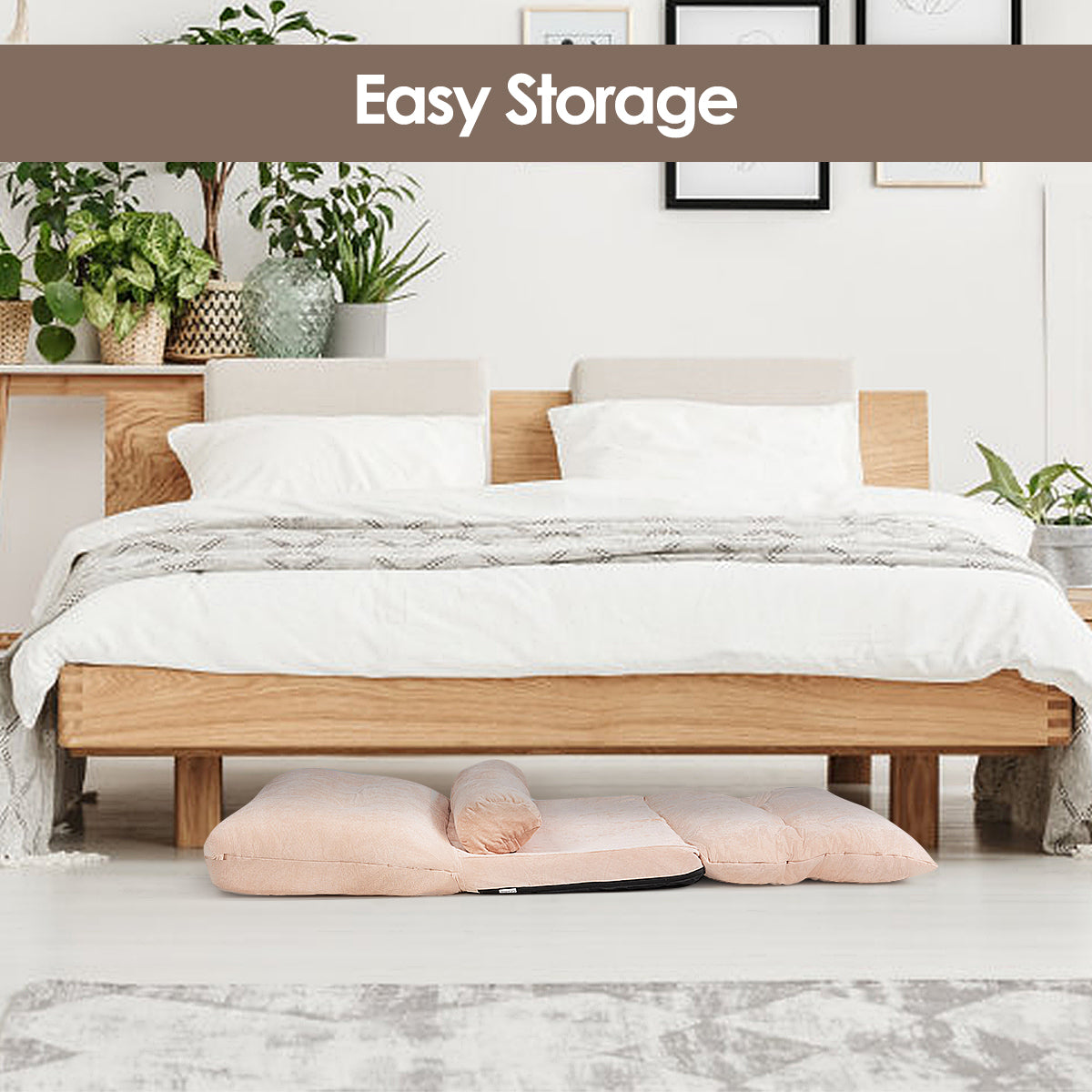 LIVSK Verstelbare Vloerbank - Opvouwbaar Met 6 Verstelbare Posities - Comfortabel Corduroy - Tot 150 kg - Beige