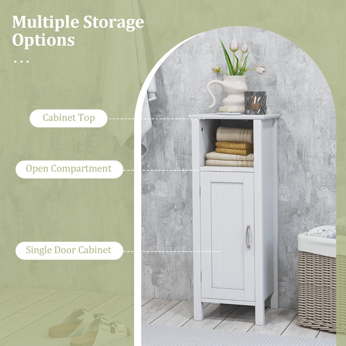 LIVSK Multifunctionele Opbergkast - Waterdicht MDF - Verstelbare Plank - Antikantelvoorzieningen - 30 x 30 x 80 cm - Wit