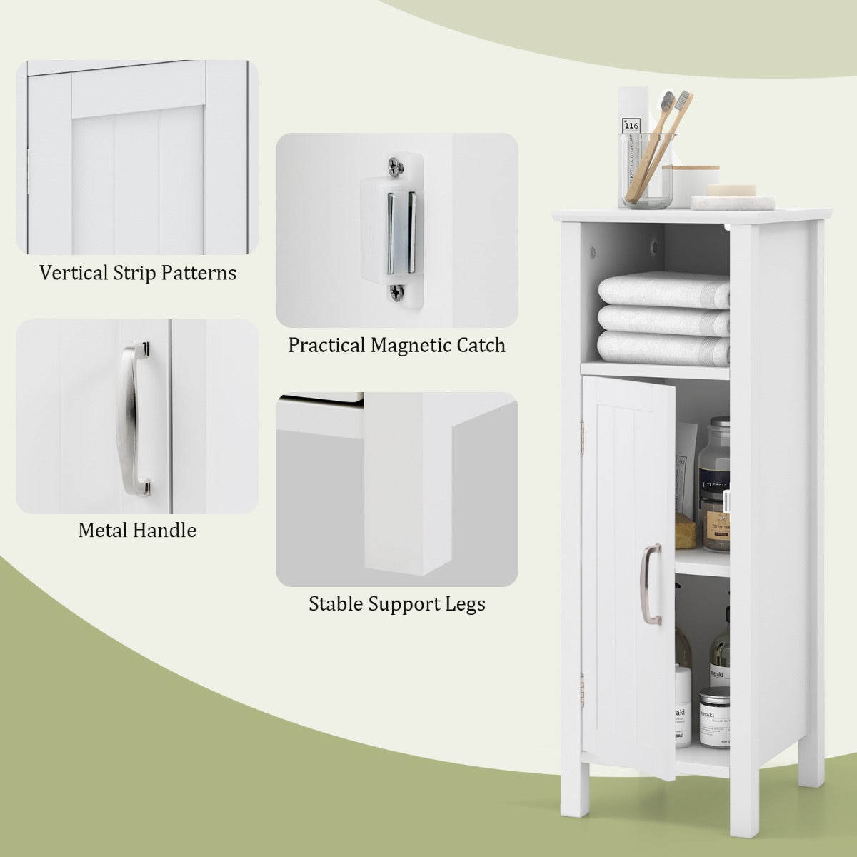 LIVSK Multifunctionele Opbergkast - Waterdicht MDF - Verstelbare Plank - Antikantelvoorzieningen - 30 x 30 x 80 cm - Wit