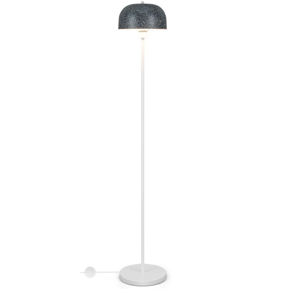 LIVSK Vloerlamp met Voetschakelaar - Modern Ontwerp met Imitatiesteen Kap - Stabiele Voet - E27 Lampvoet - 180 cm Snoer -