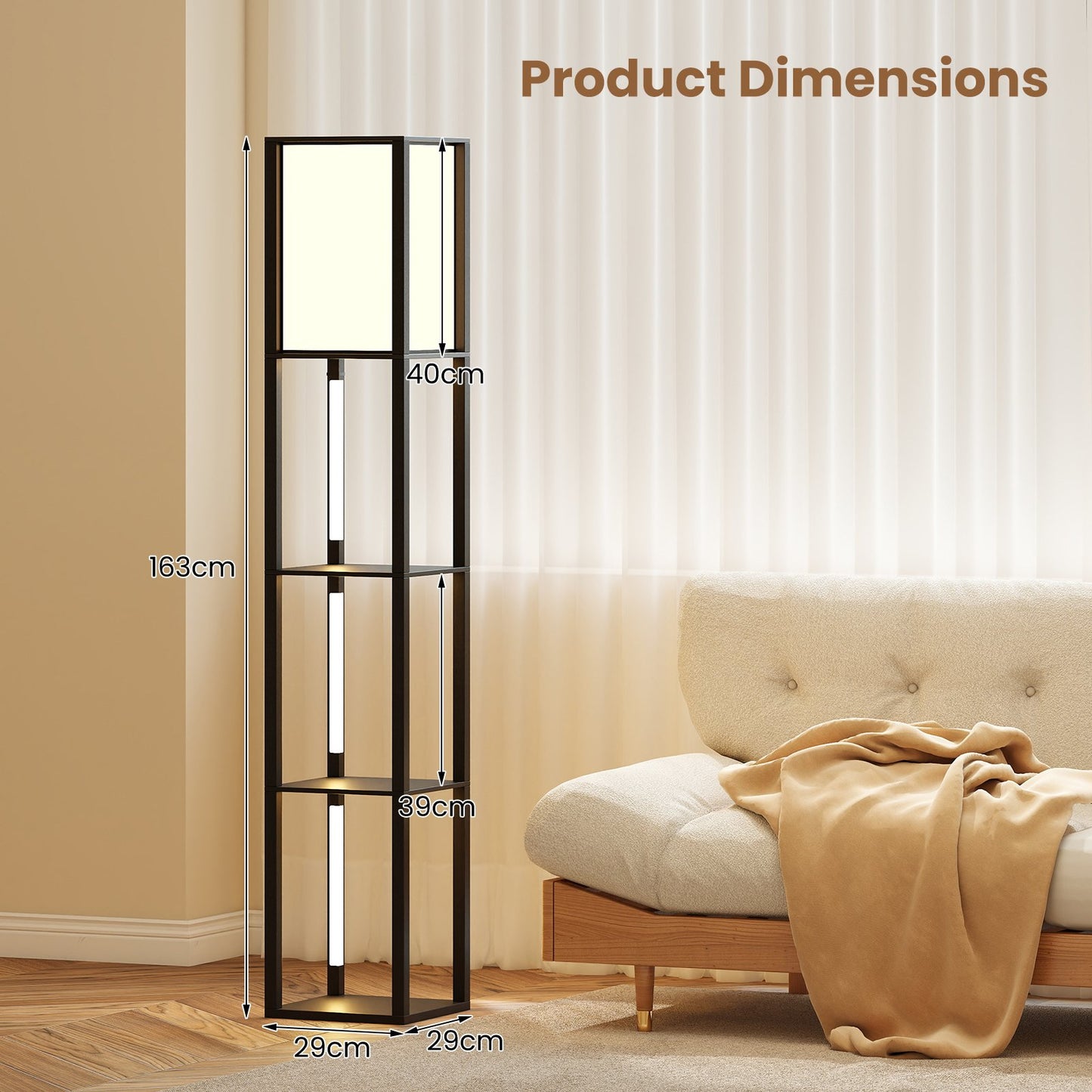 LIVSK Planklamp met 3 Planken - Draaibare LED-strips - Instelbare Helderheid - Elegant Design - Zwart