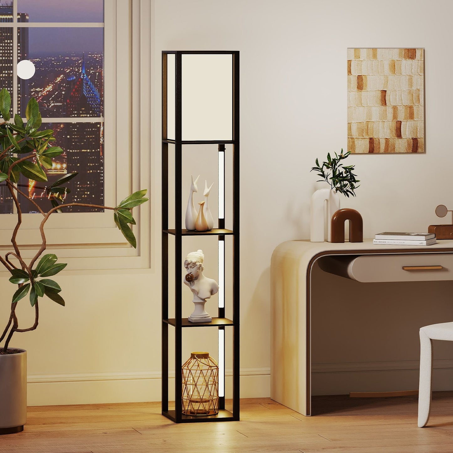 LIVSK Planklamp met 3 Planken - Draaibare LED-strips - Instelbare Helderheid - Elegant Design - Zwart