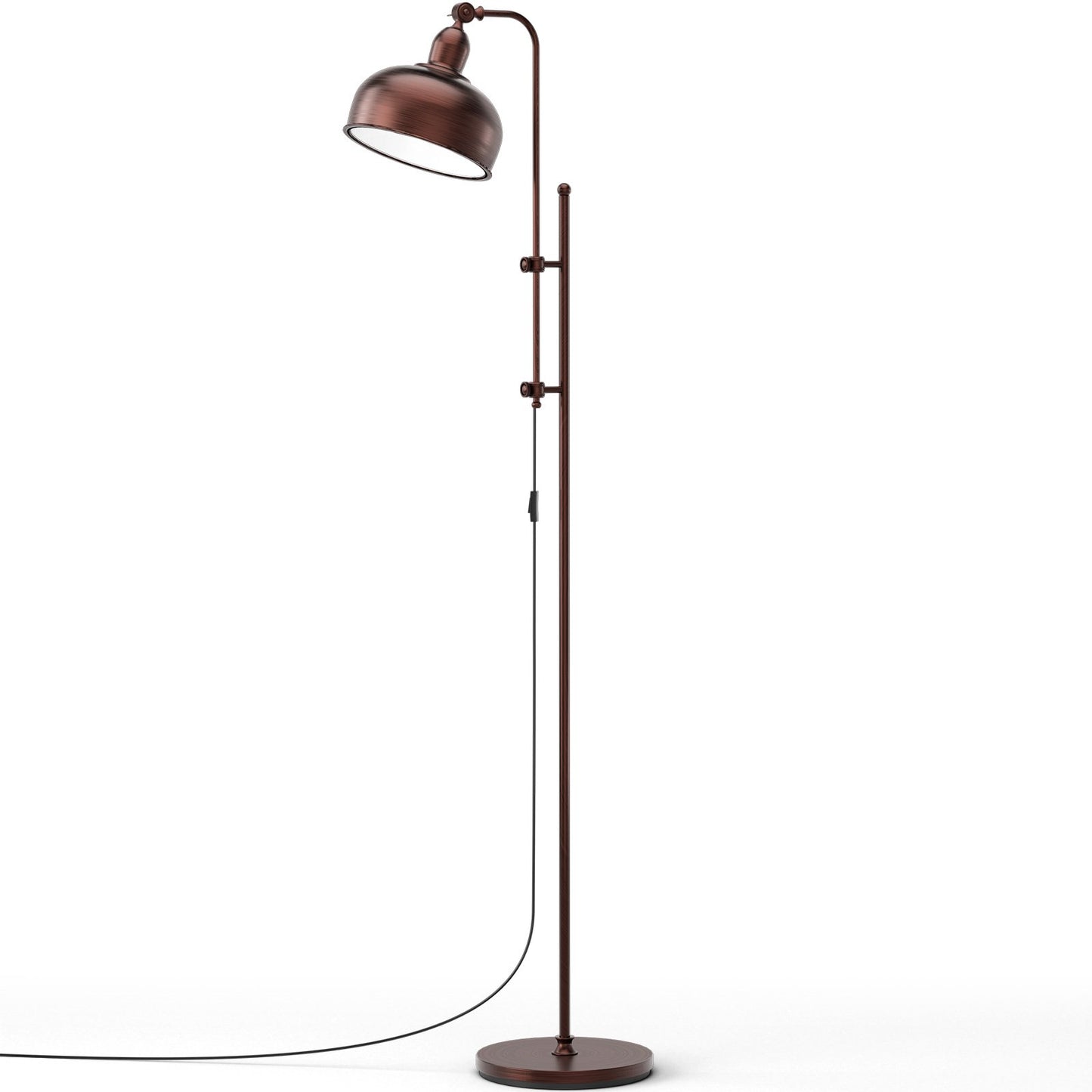 LIVSK Vloerlamp - Verstelbare Hoogte en Draaibare Lampenkap - Massief IJzeren Frame - E27 - Warm Licht - Brons