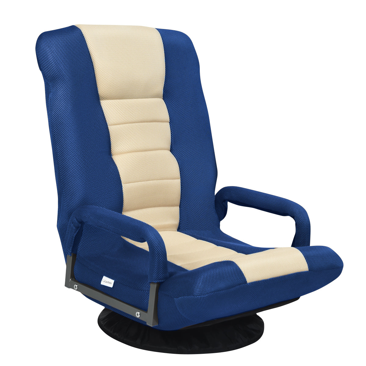 Livsk costway vloerstoel 360 draaibaar vloerstoel met gamestoel gevoerd vloerbank meditatiestoel tot 140 kg belastbaar blauw en wit
