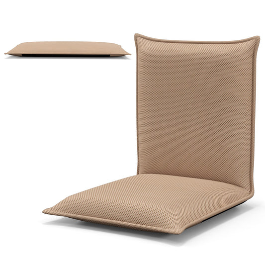 LIVSK Verstelbare Vloerstoel - Licht en Draagbaar - Sterk Metalen Frame - 6-traps Rugleuning - Tot 150 kg - Beige
