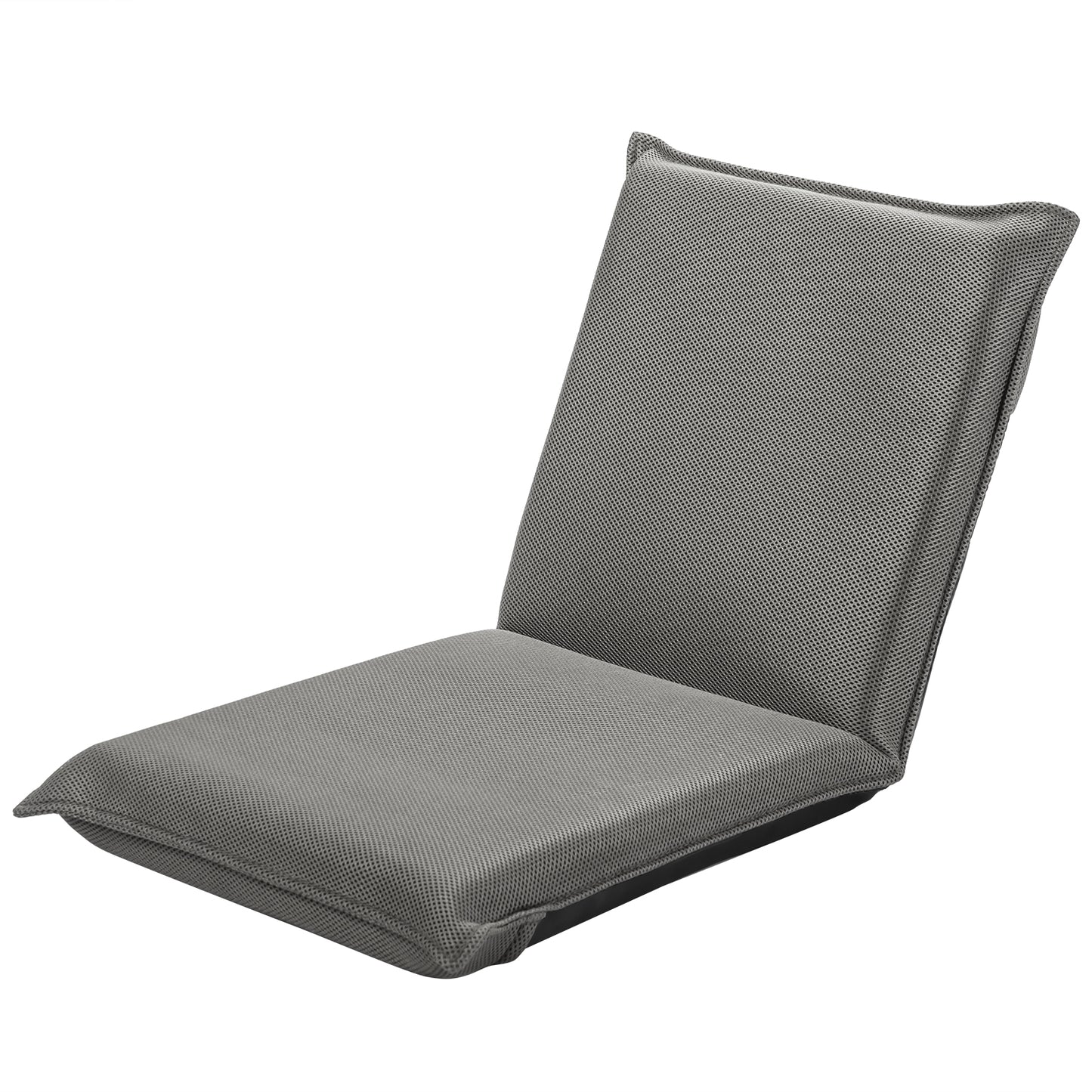 LIVSK Verstelbare Vloerstoel - Lichtgewicht met 6-Traps Rugleuning - Sterk Metalen Frame - Comfortabele Bekleding - Grijs