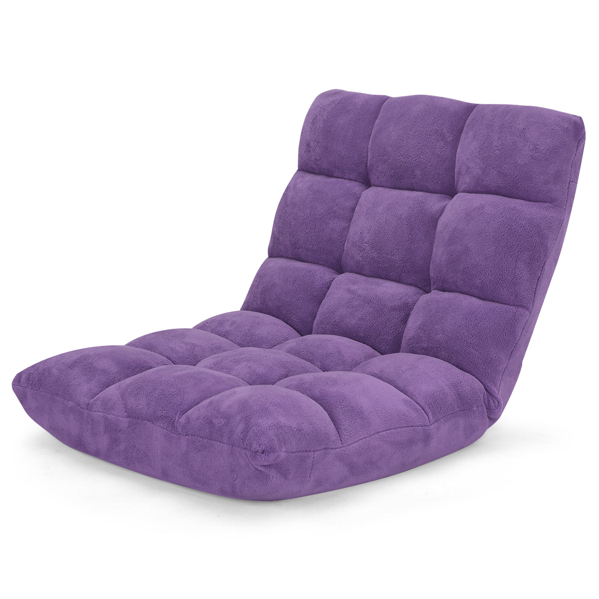 LIVSK Lazy Sofa - 14 Verstelbare Standen - Opvouwbaar en Lichtgewicht - Duurzaam Staal en Spons - Voor Thuis en Kantoor - Paars