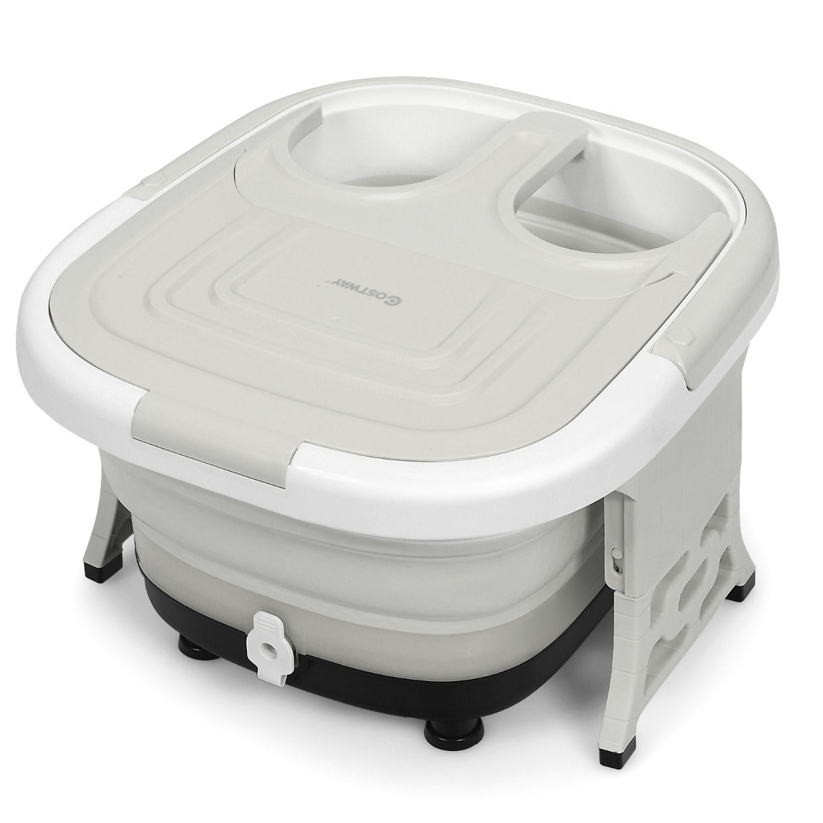 LIVSK Opvouwbaar Voetbadmassager - Regelbare Verwarming 36℃-48℃ - Bubbelmassage - Draadloze Afstandsbediening - Grijs