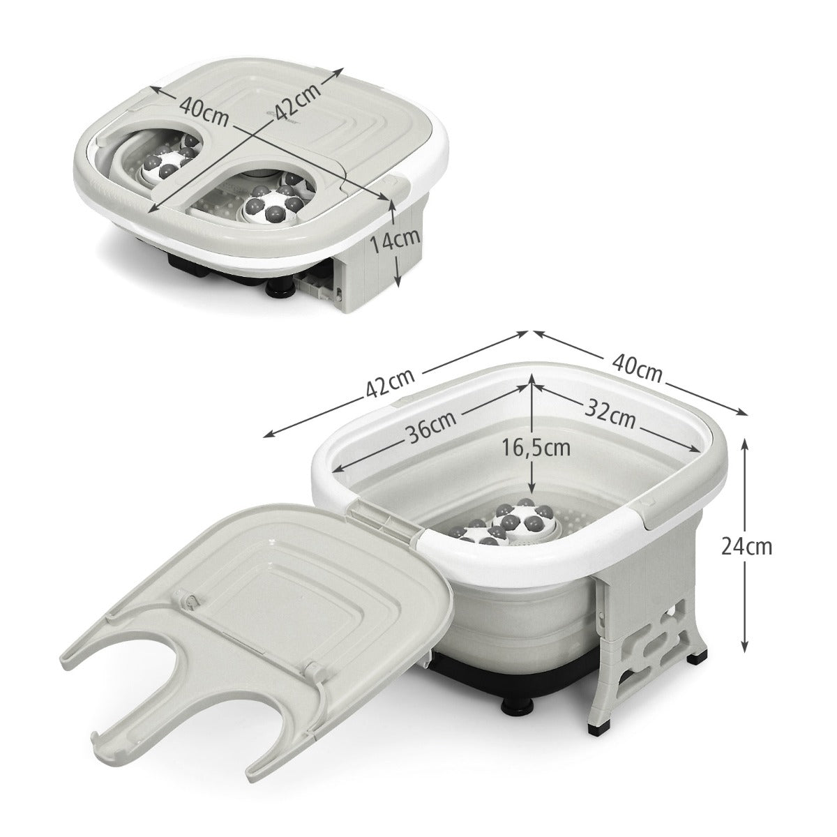LIVSK Opvouwbaar Voetbadmassager - Regelbare Verwarming 36℃-48℃ - Bubbelmassage - Draadloze Afstandsbediening - Grijs