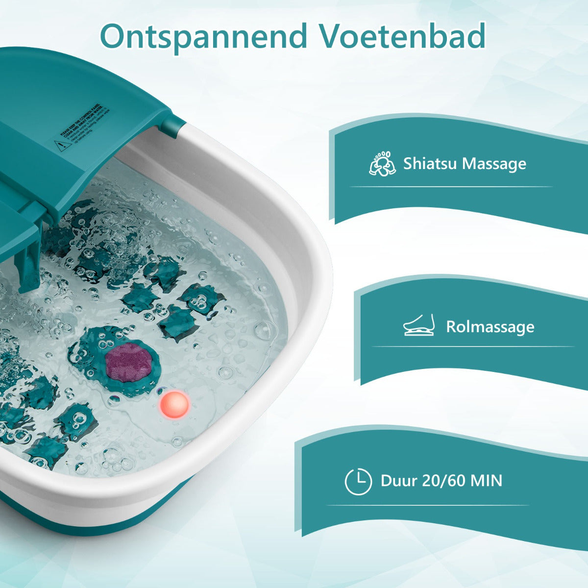 LIVSK Opvouwbaar Voetmassageapparaat - Verwarming - Shiatsu, Roller & Bubbelmassages - Afstandsbediening - 33,5 x 41 x 20,5 cm -