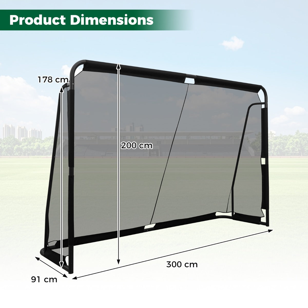 Livsk costway voetbaldoel 300 x 200 cm voetbalnet met metalen frame trainingsuitrusting voor buitenvoetbal 1 1