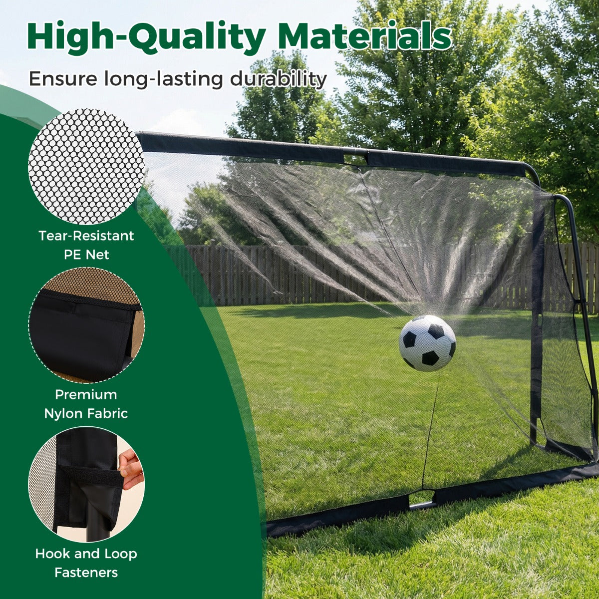 Livsk costway voetbaldoel 300 x 200 cm voetbalnet met metalen frame trainingsuitrusting voor buitenvoetbal 4