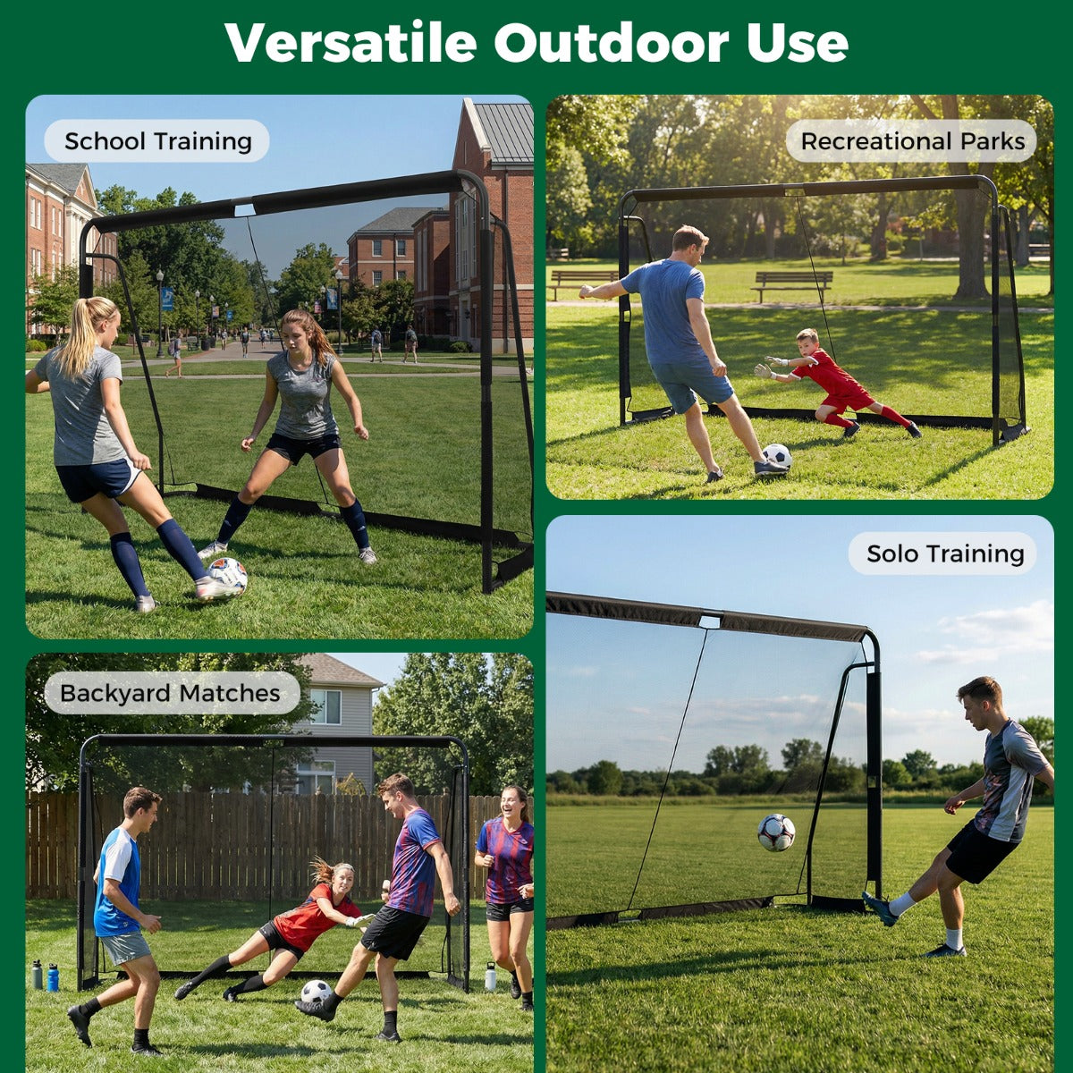 Livsk costway voetbaldoel 300 x 200 cm voetbalnet met metalen frame trainingsuitrusting voor buitenvoetbal 6