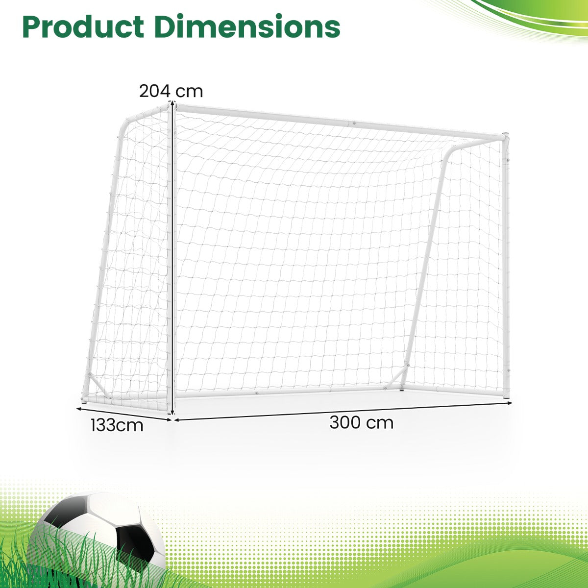 Livsk costway voetbaldoel buiten net 300 x 204 cm met stevig metalen frame pe net 8 grondpennen en 16 bevestigingsbanden 1 1