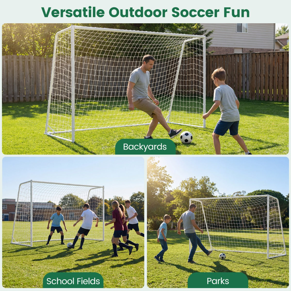 Livsk costway voetbaldoel buiten net 300 x 204 cm met stevig metalen frame pe net 8 grondpennen en 16 bevestigingsbanden 5