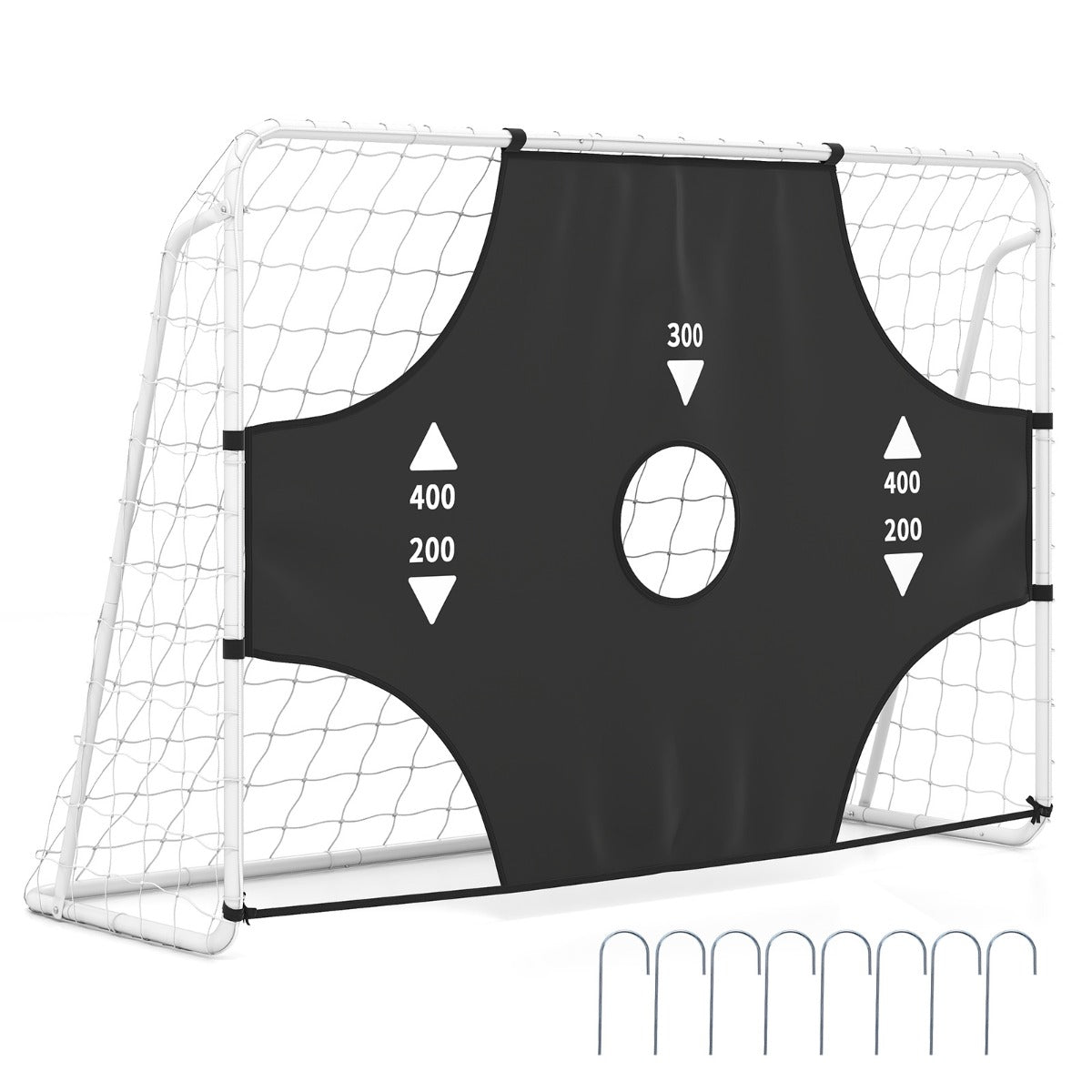 Livsk costway voetbaldoel met afneembare doelwand handbaldoel met 5 schietgaten en verankeringssysteem