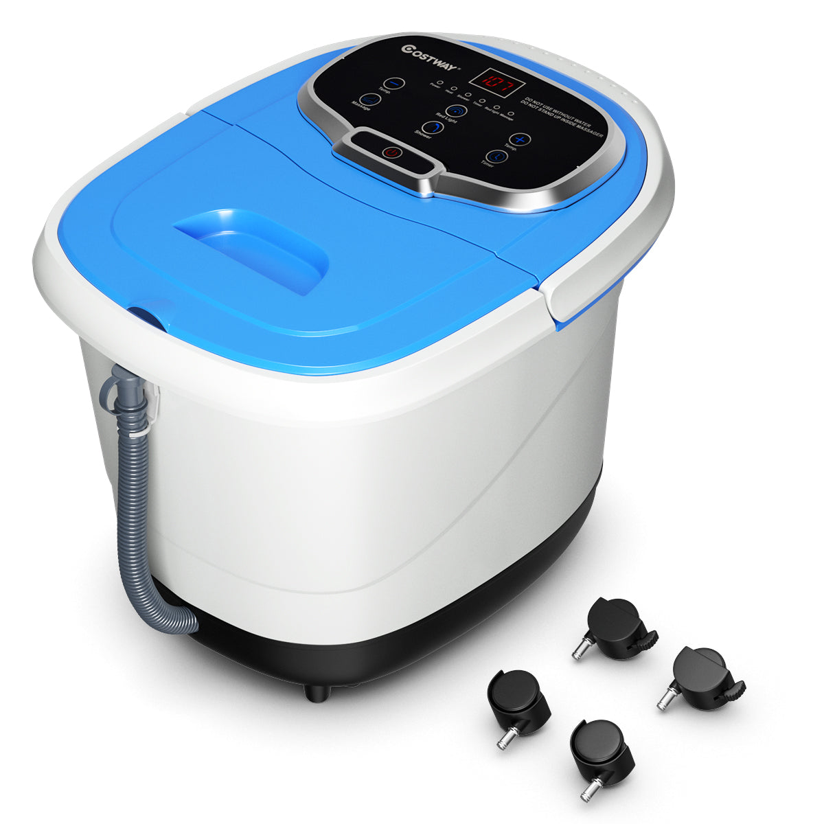 LIVSK Voetbad Massager met 6 Gemotoriseerde Rollen - Douchefunctie - Rood Licht - Temperatuurregeling - 15 L - Blauw