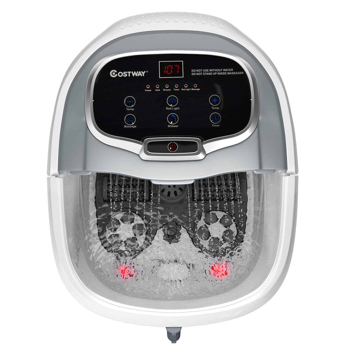 Livsk costway voeten bad gemotoriseerde massager draagbare multifunctionele elektrische voeten bad met gemotoriseerde rol grijs 1 1