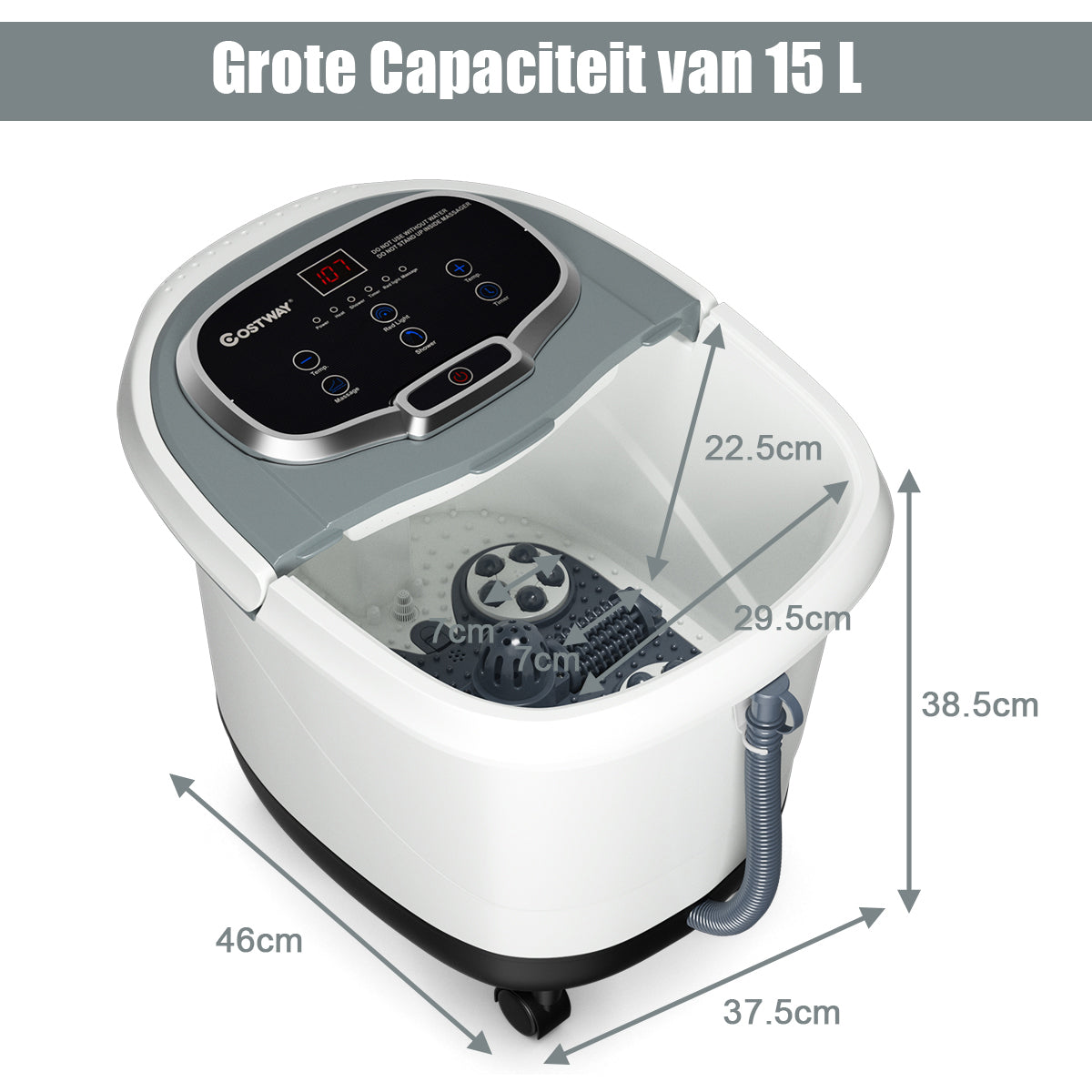 Livsk costway voeten bad gemotoriseerde massager draagbare multifunctionele elektrische voeten bad met gemotoriseerde rol grijs 3