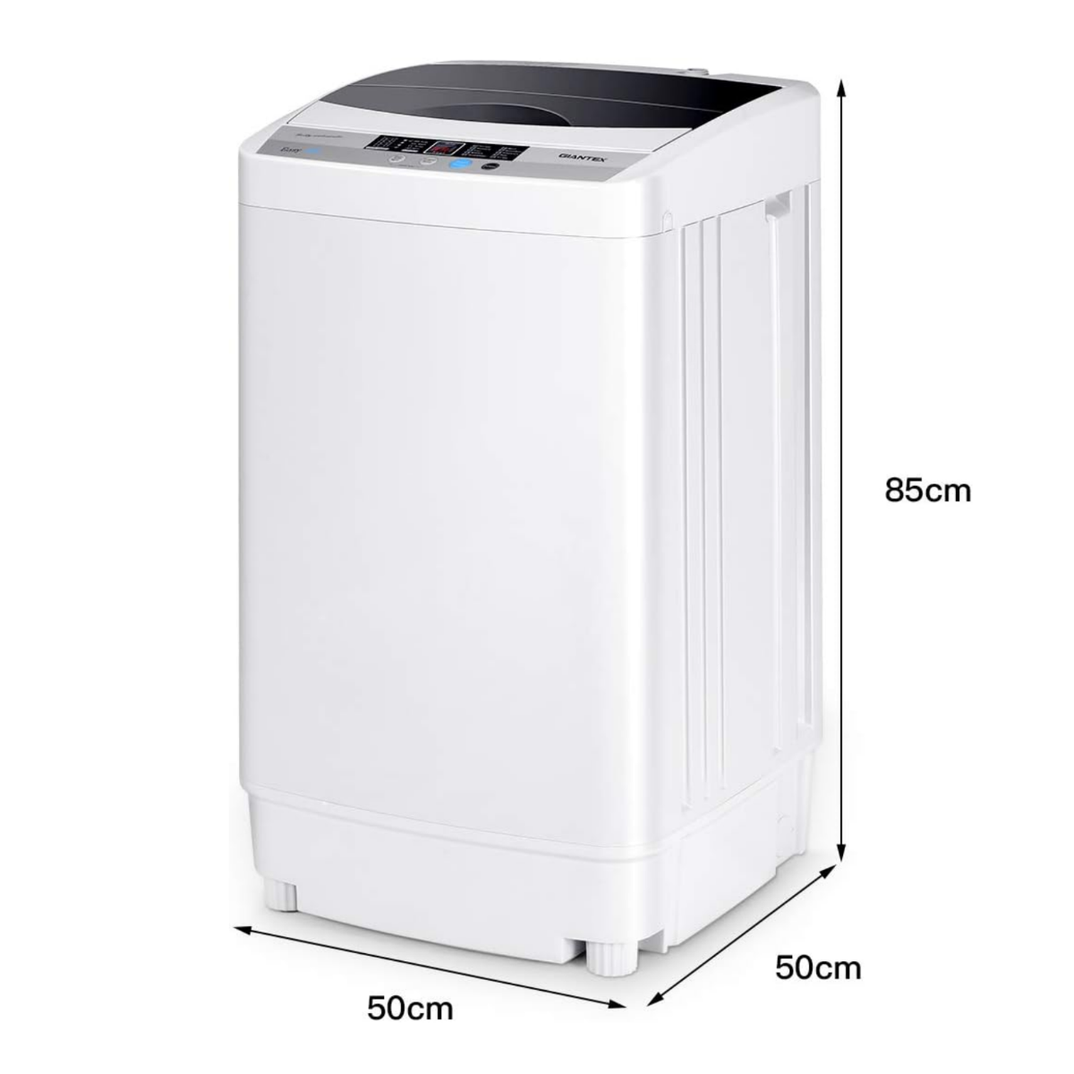 LIVSK Volautomatische Miniwasmachine - Energiezuinig - Capaciteit 4,5 kg - 10 Programma's - Compact Design - Grijs