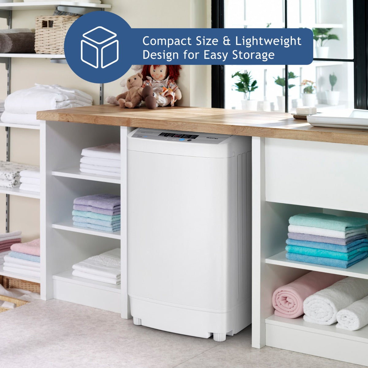 LIVSK Volautomatische Miniwasmachine - Energiezuinig - Capaciteit 4,5 kg - 10 Programma's - Compact Design - Grijs