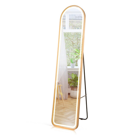 LIVSK LED-verlichte staande spiegel - HD onbreekbaar glas - Verstelbare kleur en helderheid - Aluminium frame - 37 x 38 x 155 cm