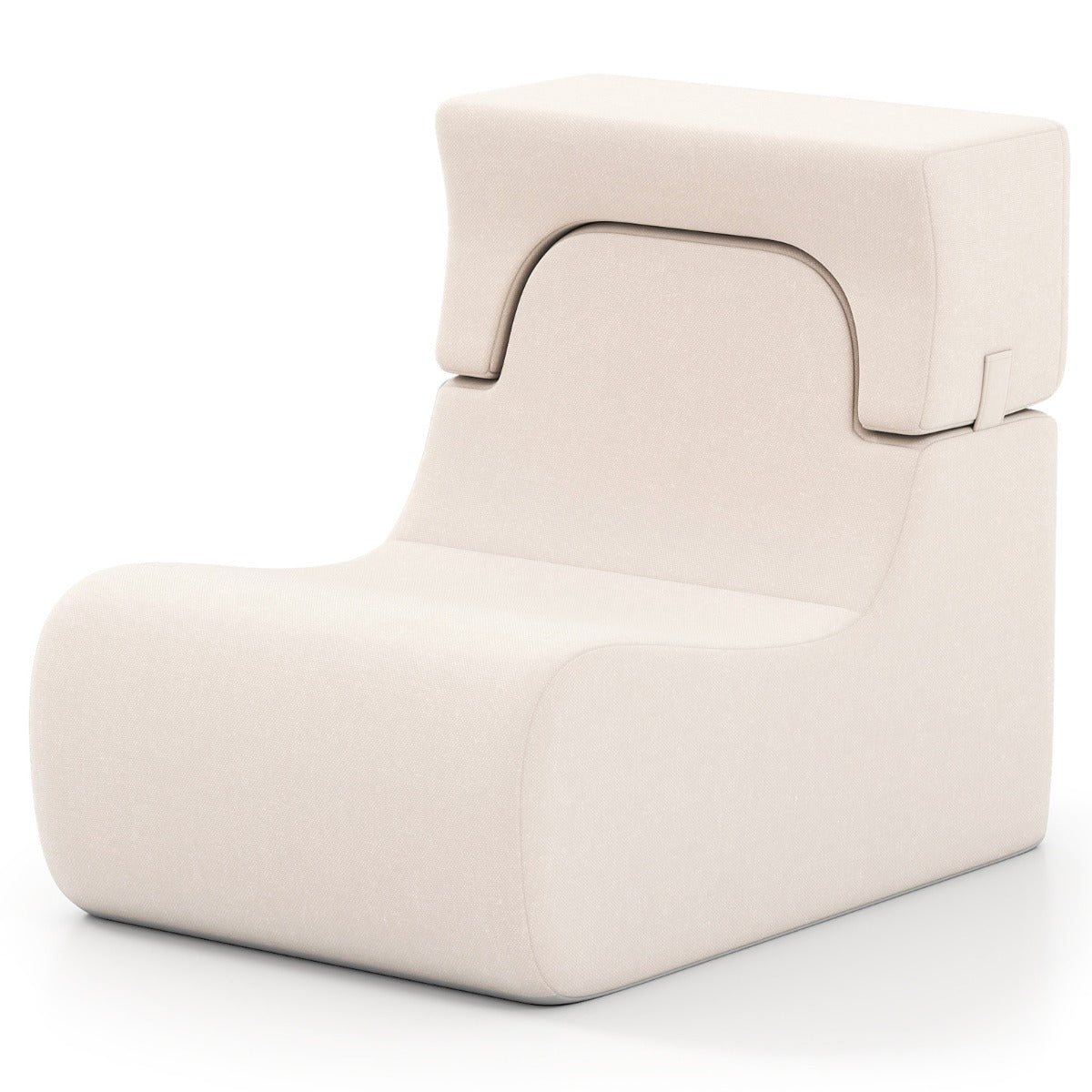 Livsk costway volwassen vloerstoel met verstelbare rugleuning en afneembare hoofdsteun beige