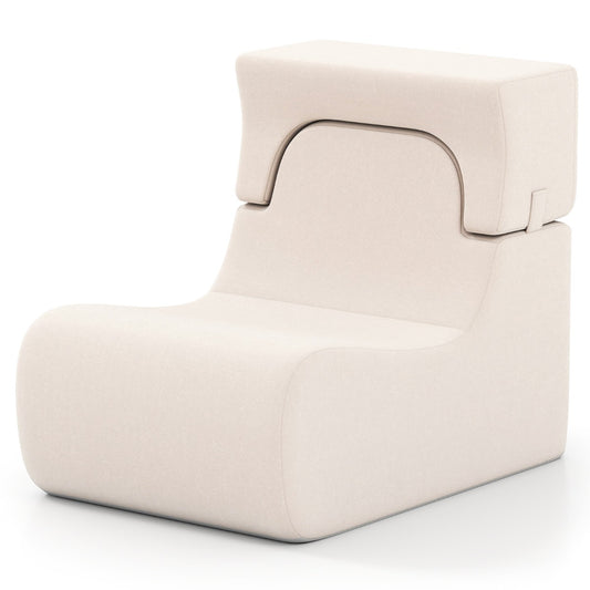 Livsk costway volwassen vloerstoel met verstelbare rugleuning en afneembare hoofdsteun beige
