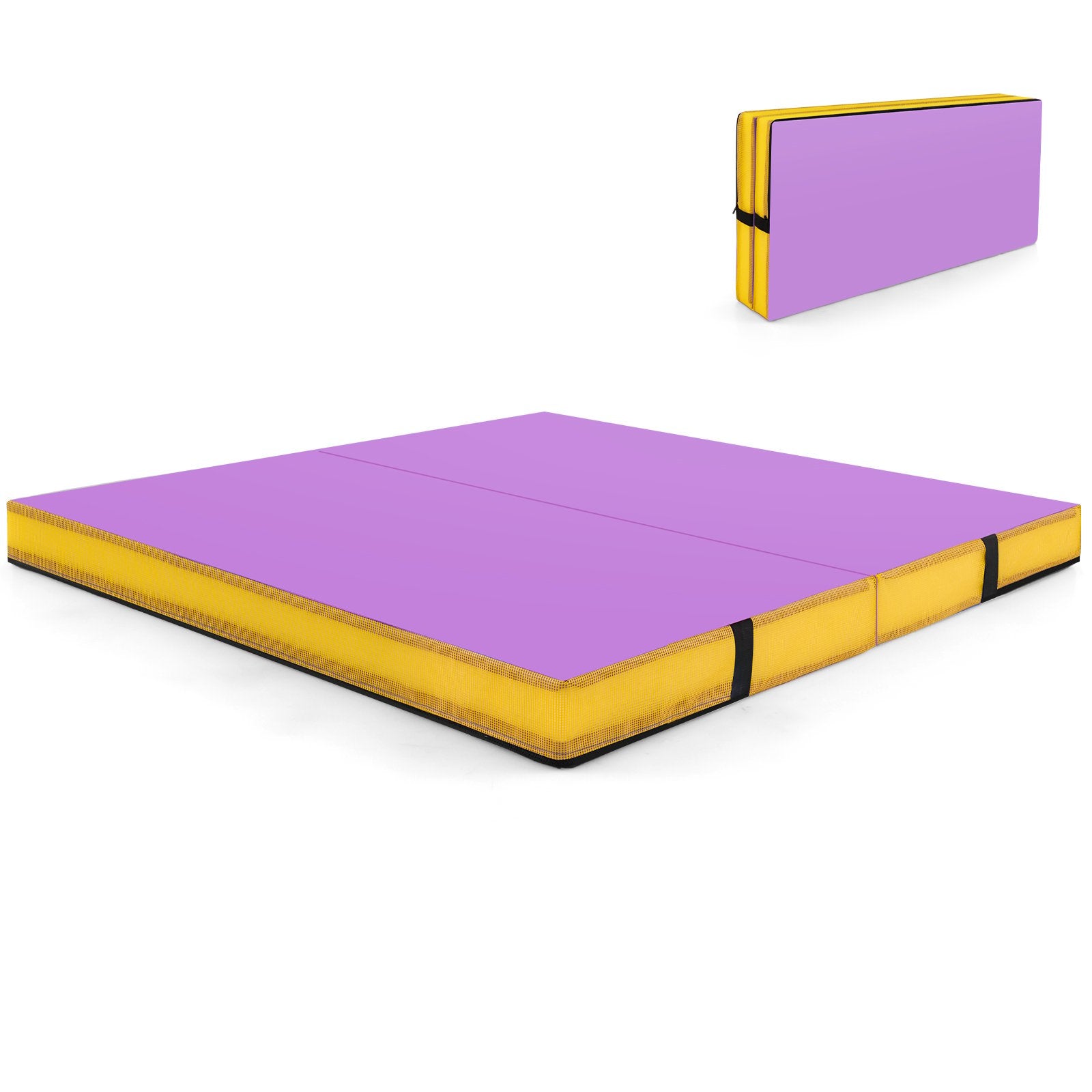 LIVSK Dubbelvouwbare Trainingsmat - 10 cm Dikke EPE-schuim - Kunstlederen Hoes - Ideaal voor Yoga en Stretchen - 122 x 122 x 10