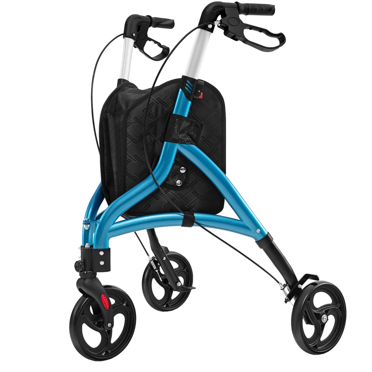 LIVSK Vouwbare Rollator voor Senioren - Lichtgewicht Aluminium - 20 cm Grote Wielen - 6 Verstelbare Hoogtes - Tot 136 kg - Blauw