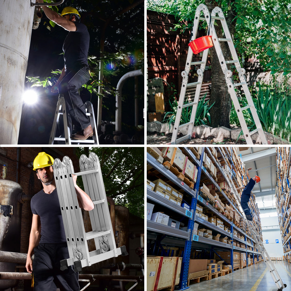Livsk costway vouwladder voor meerdere doeleinden zwaar werk bereiken ladder steiger uitbreiden gemakkelijk opbergen 1 1