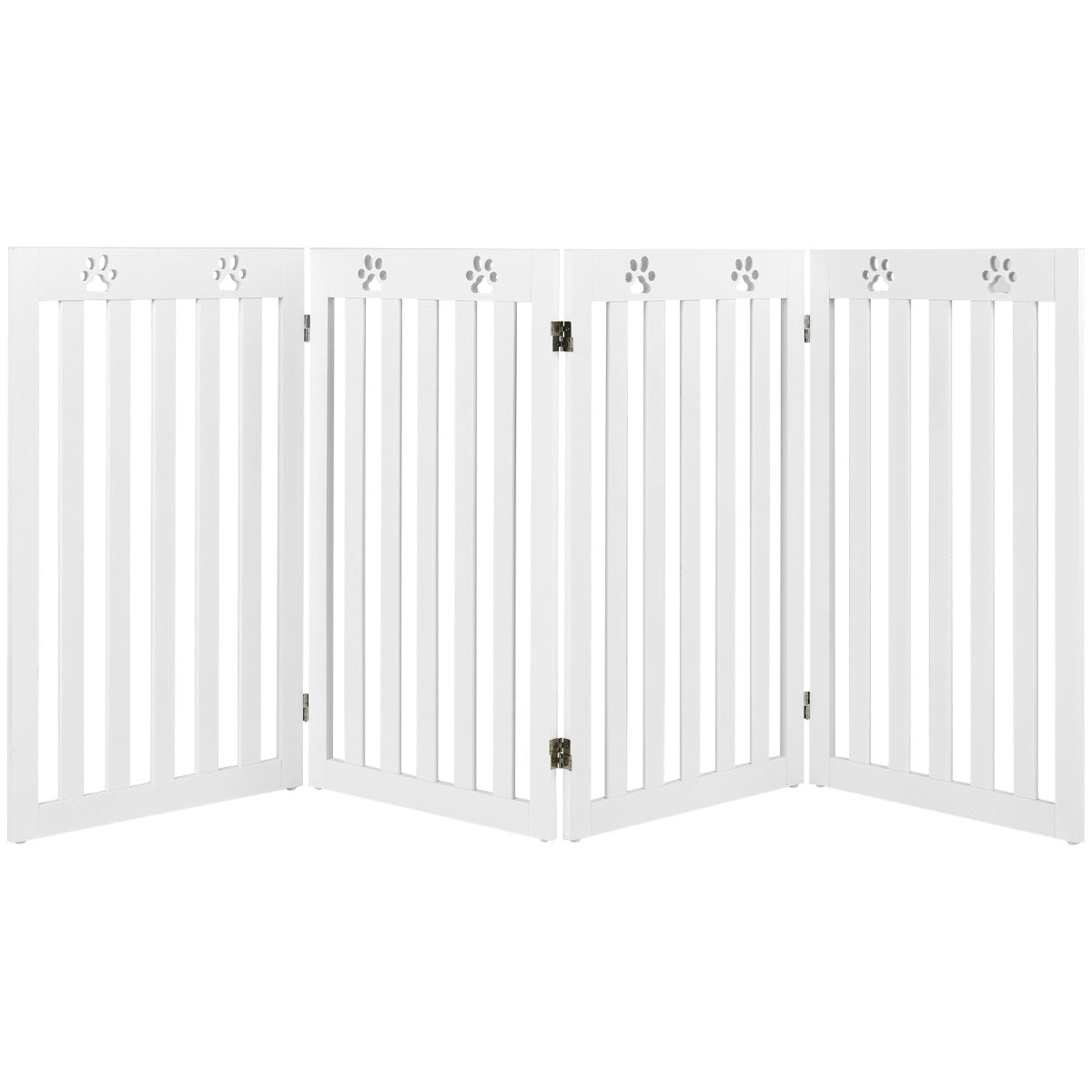 LIVSK Vrijstaand Opvouwbaar Hondenhek - Flexibele Scharnieren - Duurzaam MDF - 203 x 89,5 x 1,5 cm - Wit