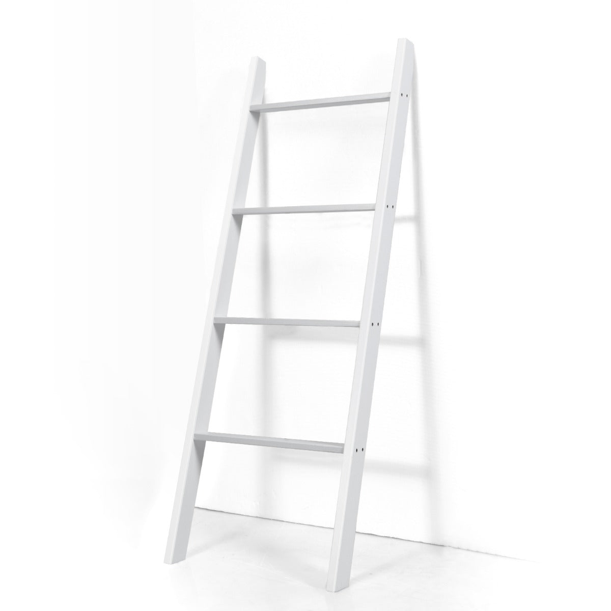 LIVSK Vrijstaande Ladderplank - Stevig Dennenhout met Antislip - Draagvermogen tot 80 kg - Veelzijdig en Rustiek - Wit