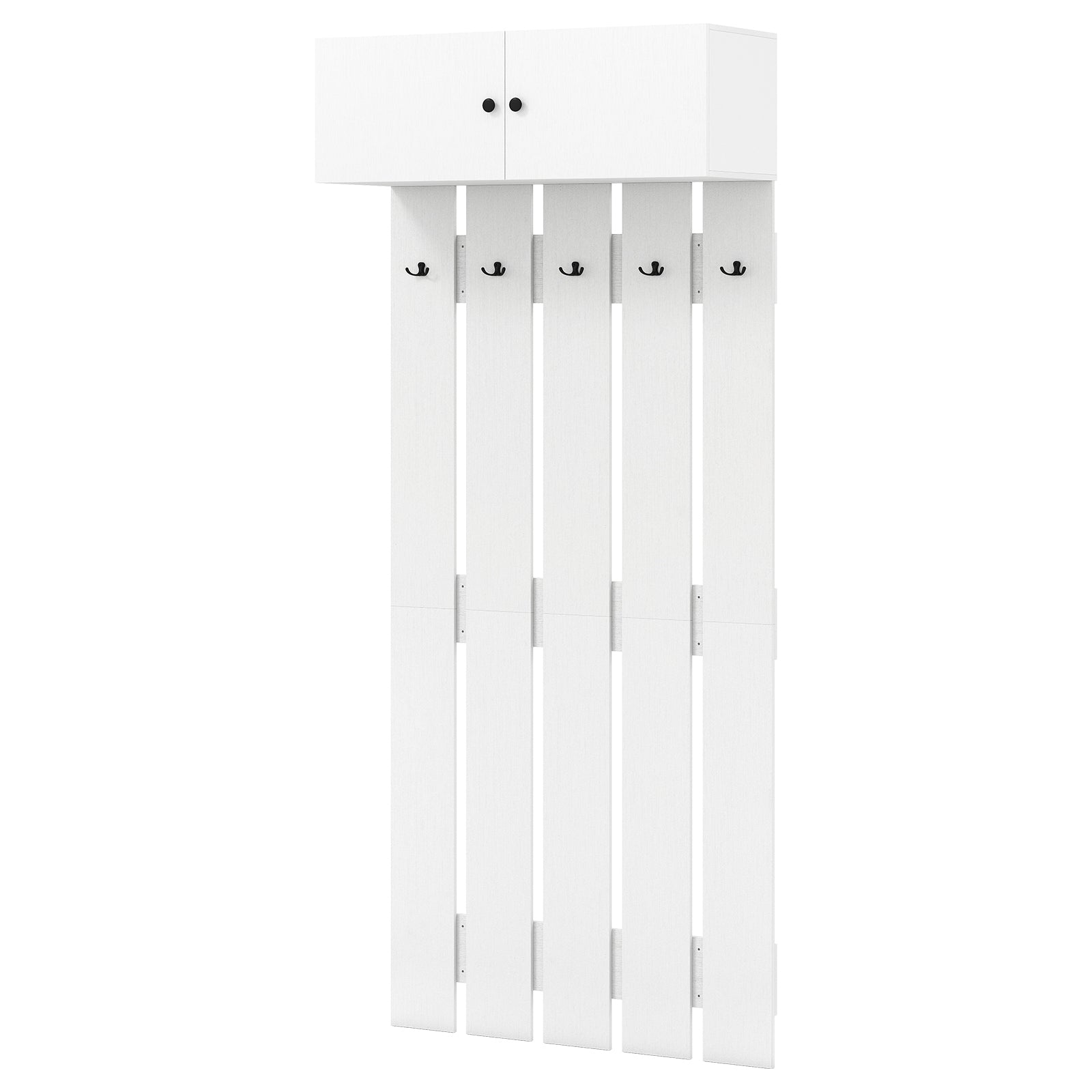 LIVSK Wandgarderobe met Bovenkast - 5 Metalen Haken - Duurzaam en Praktisch - Voor Hal, Keuken of Badkamer - Wit
