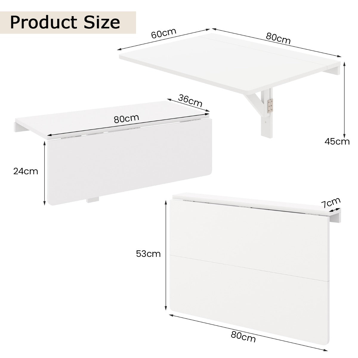 LIVSK Inklapbaar Bureau - 3 Instelbare Standen - Driehoekige Structuur - Royaal Werkoppervlak 80 x 53 cm - Wit
