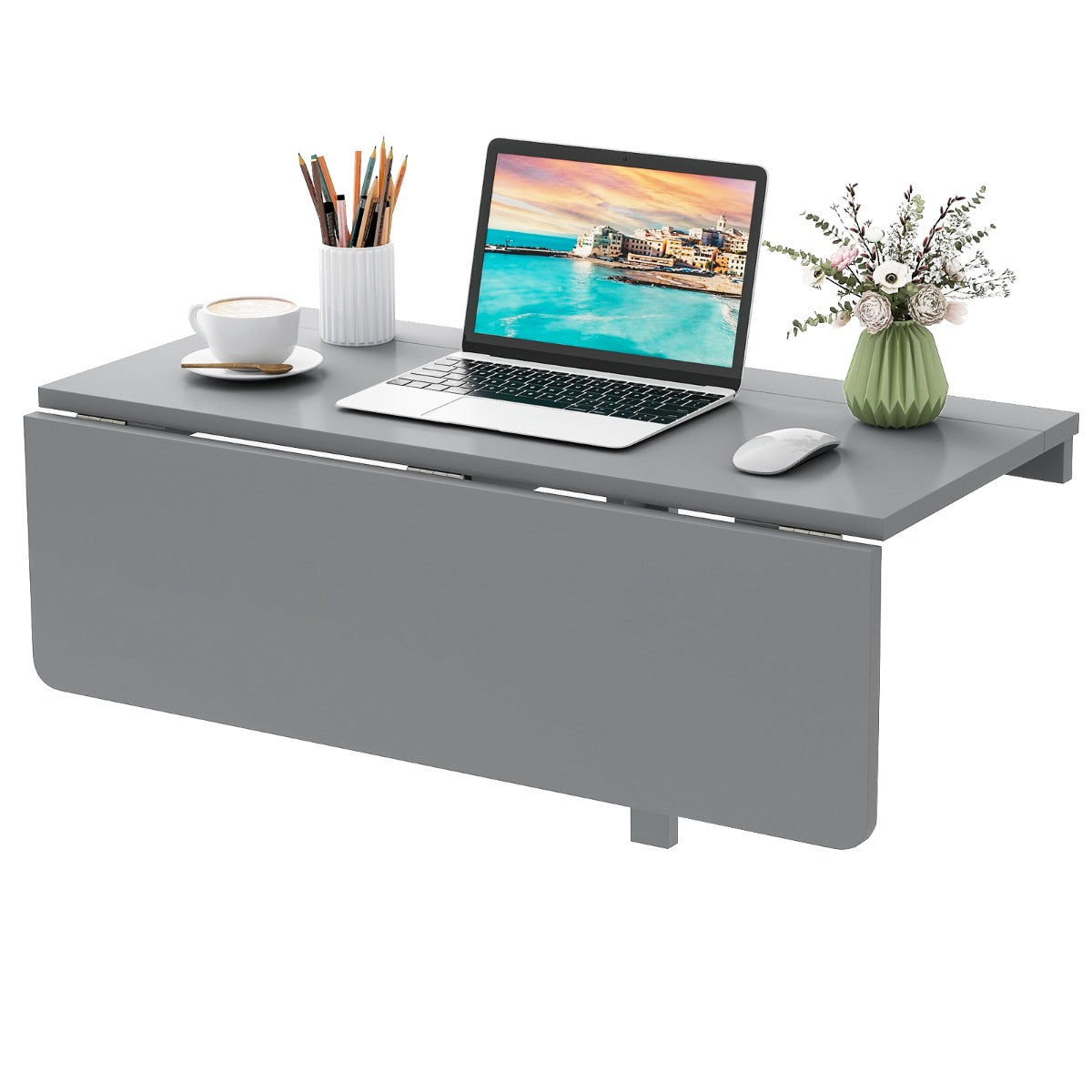 LIVSK Inklapbaar Bureau - Ruimtebesparend met 3 Instelbare Standen - Stevige Houten Constructie - Royale Werkruimte 80 x 53 cm -